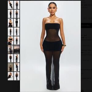 Fashion Nova Piper Sheer Maxi Dress - Black